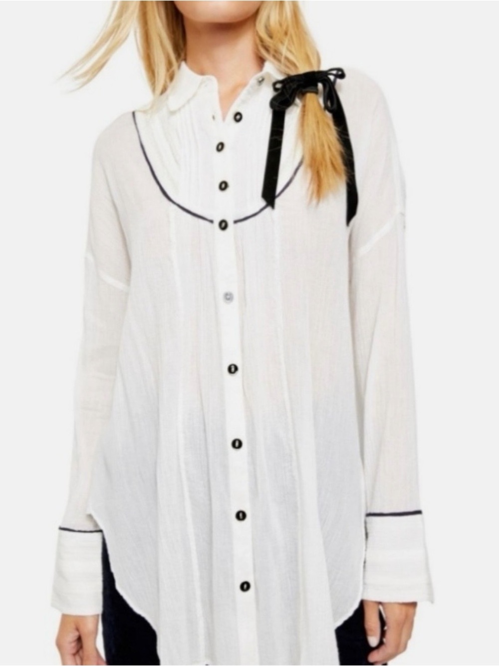 Free People Amore Tunic Ivory Boho Oversized Slouchy Fairycore Top M